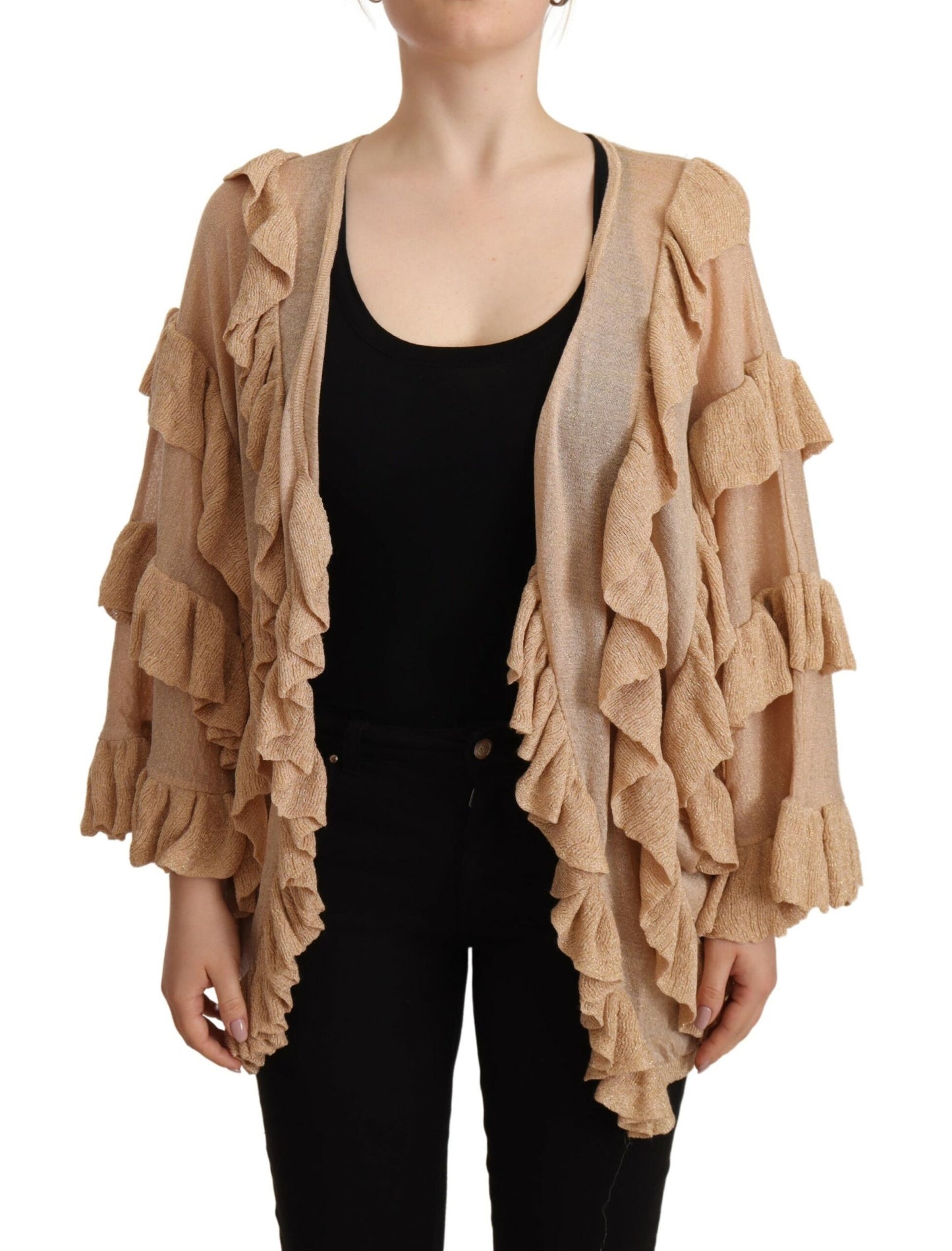 Aniye By Chic Beige Langærmet Cardigan med Åben Foran
