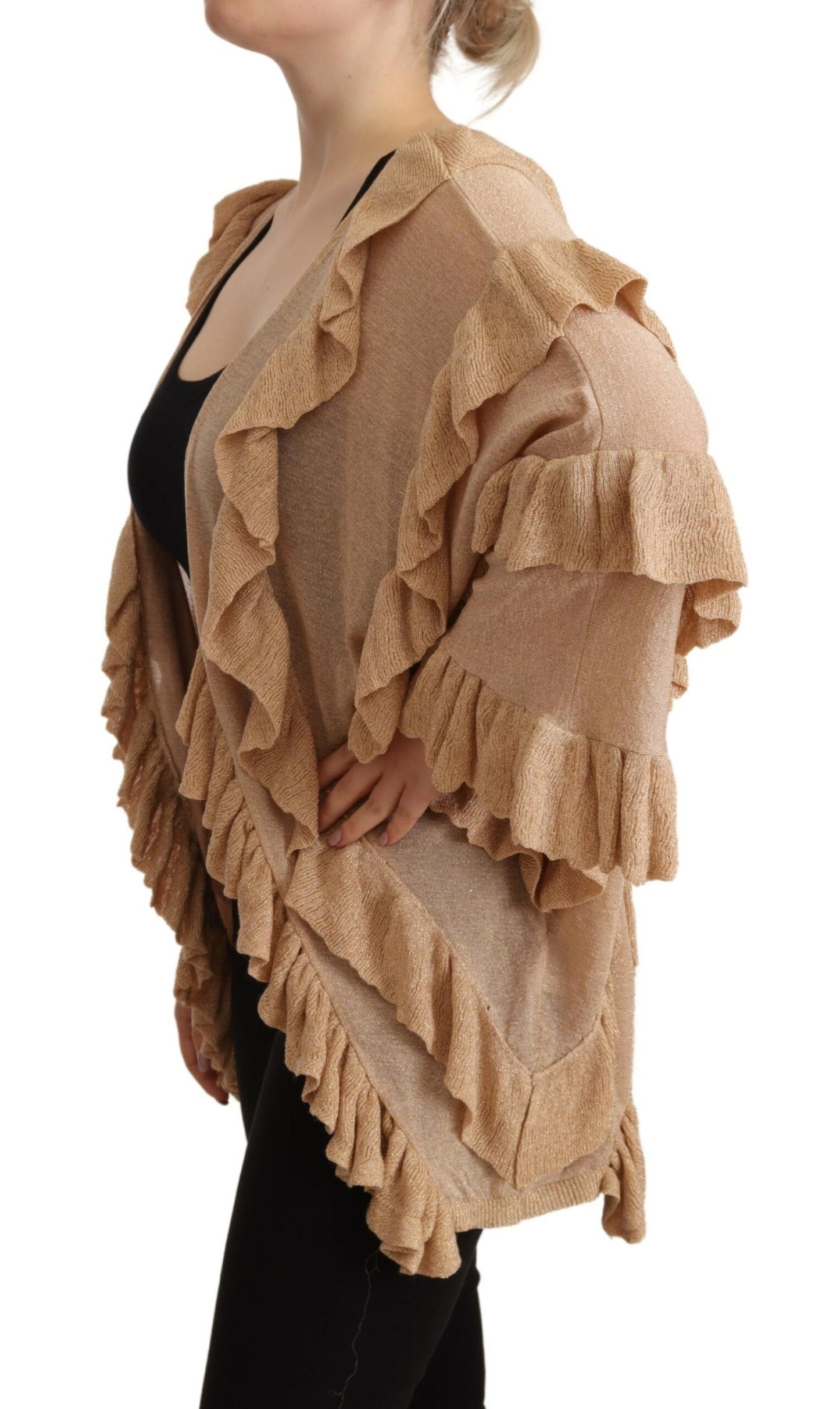 Aniye By Chic Beige Langærmet Cardigan med Åben Foran