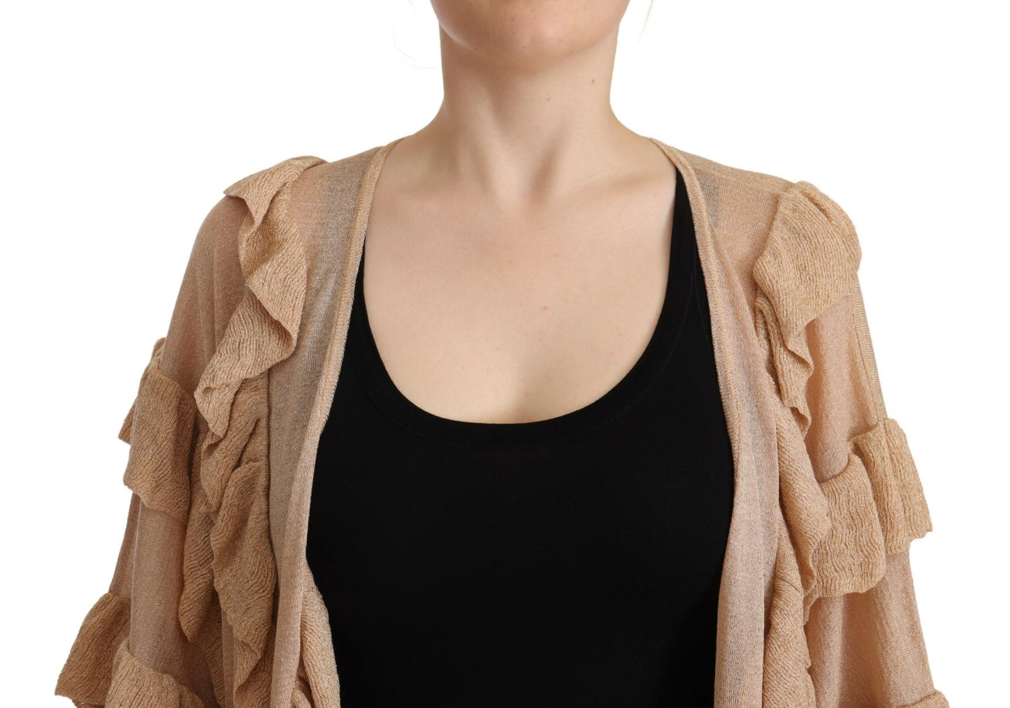 Aniye By Chic Beige Langærmet Cardigan med Åben Foran