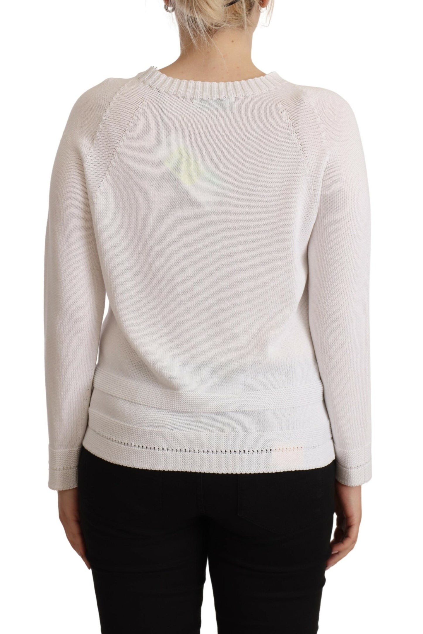Alpha Studio Elegant Hvid Bomulds Pullover