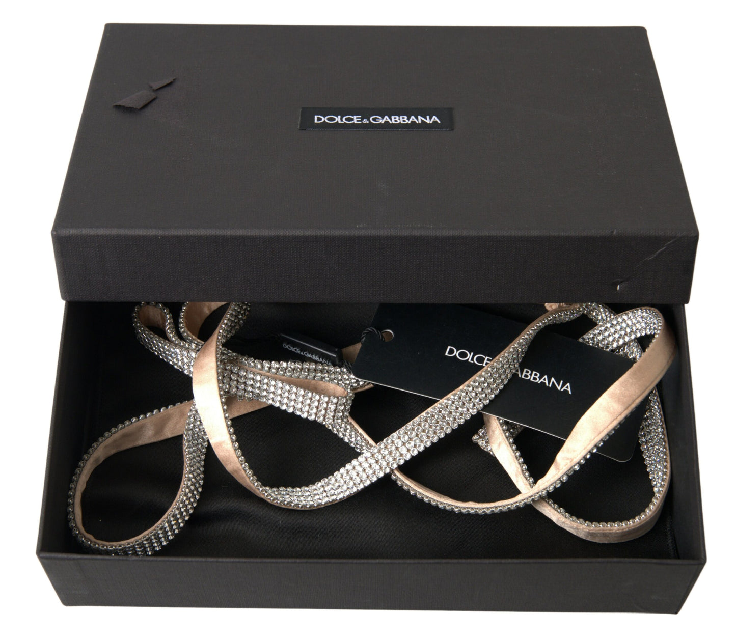 Dolce & Gabbana Elegant Krystal Skinny Silkebælte med Sløjfe