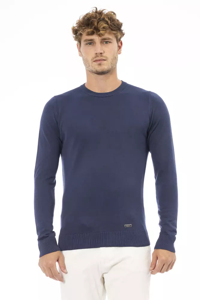 Baldinini Trend Blue Modal Herre sweater