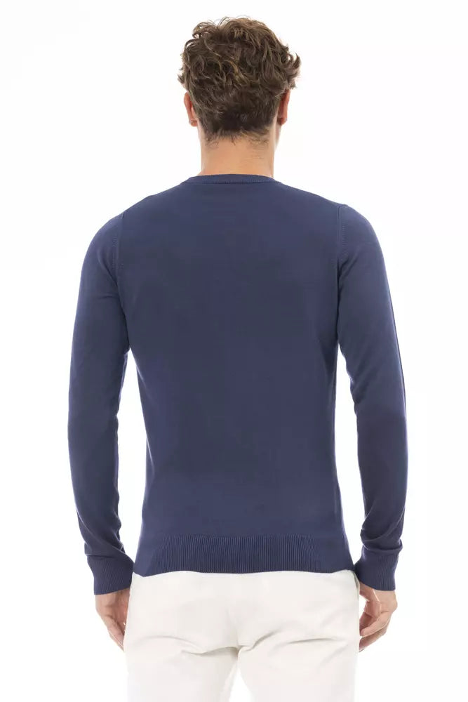 Baldinini Trend Blue Modal Herre sweater