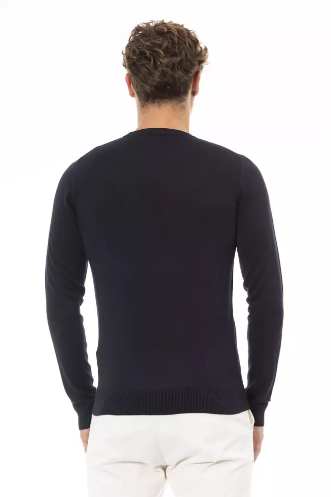 Baldinini Trend Blue Modal Herre sweater