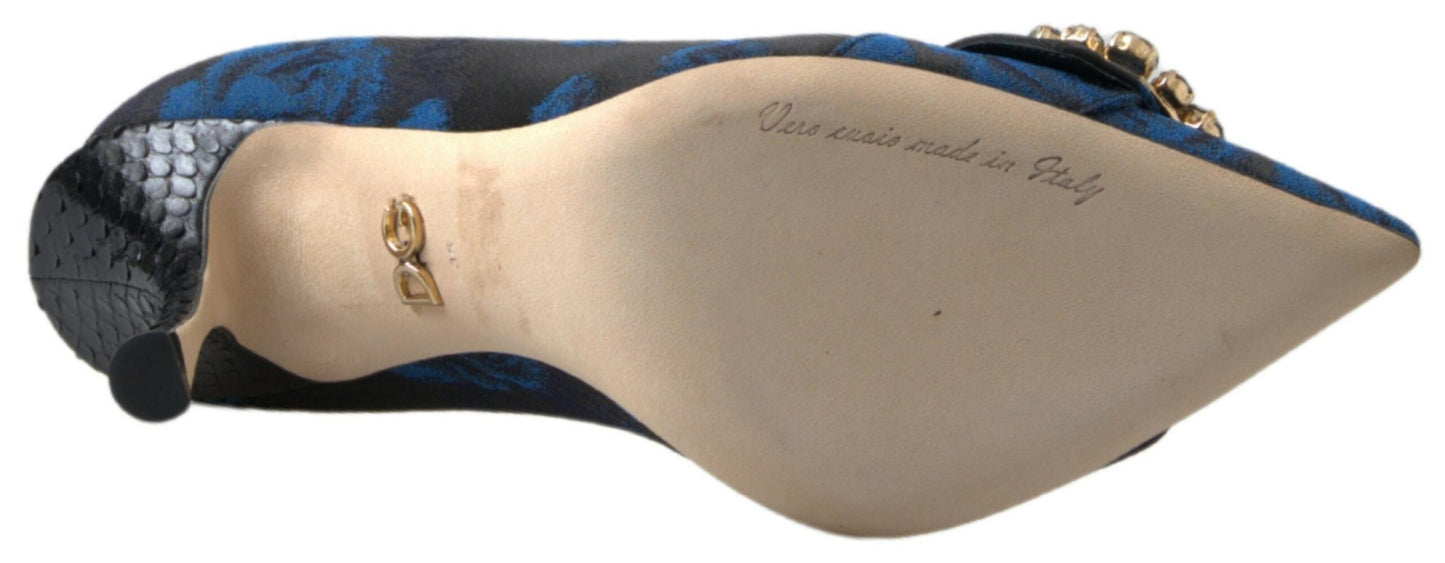 Dolce & Gabbana Elegante Blå Krystaludsmykkede Pumps