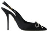 Dolce & Gabbana Udsmykkede Sorte Slingback Hæle Pumps