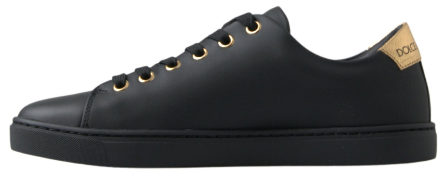 Dolce & Gabbana sorte guld lædersneakers i læder