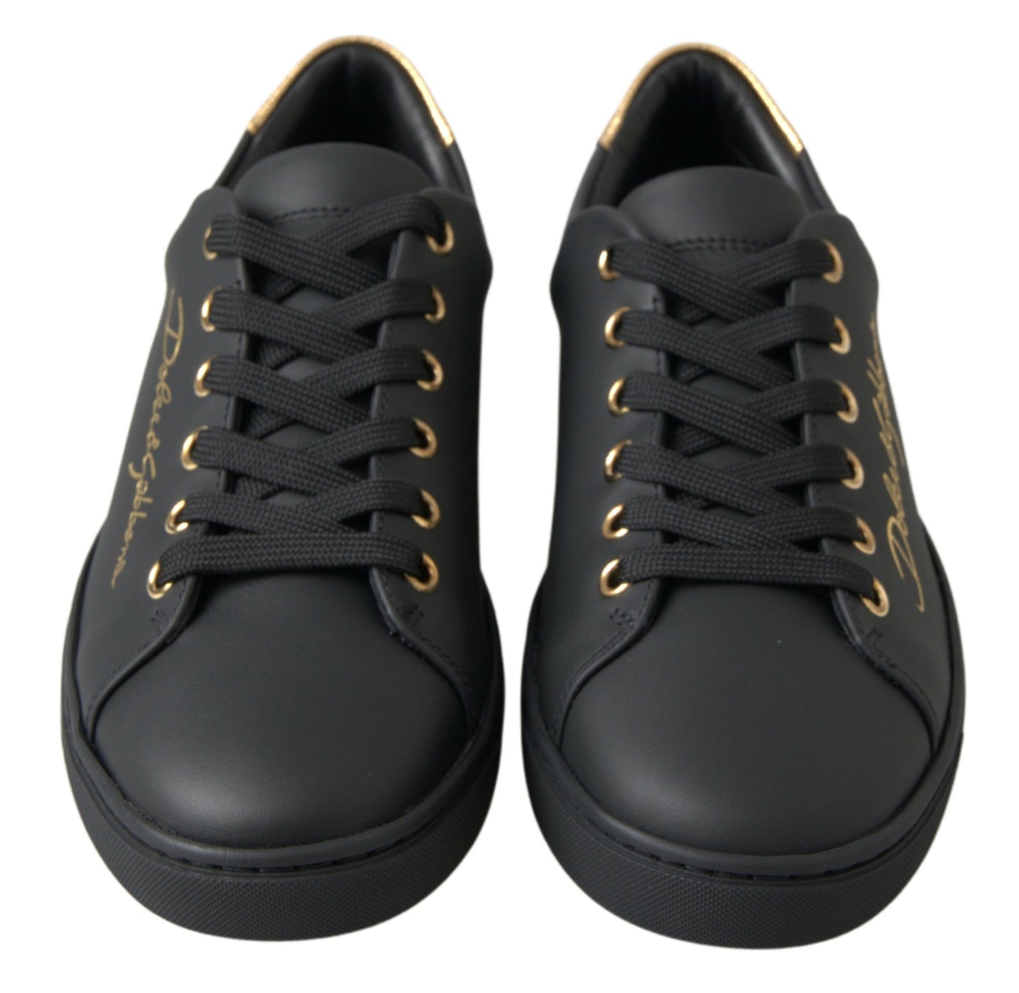 Dolce & Gabbana sorte guld lædersneakers i læder