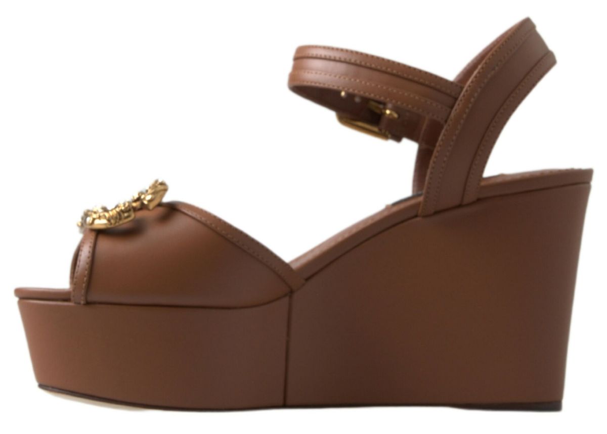 Dolce & Gabbana Chic brune læderkilehæler med ankelrem