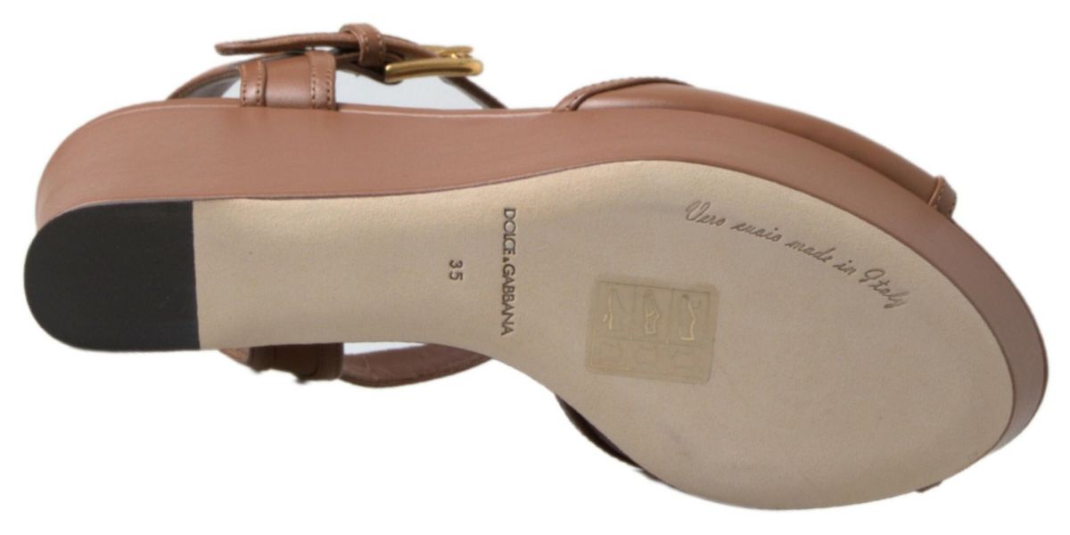 Dolce & Gabbana Chic brune læderkilehæler med ankelrem