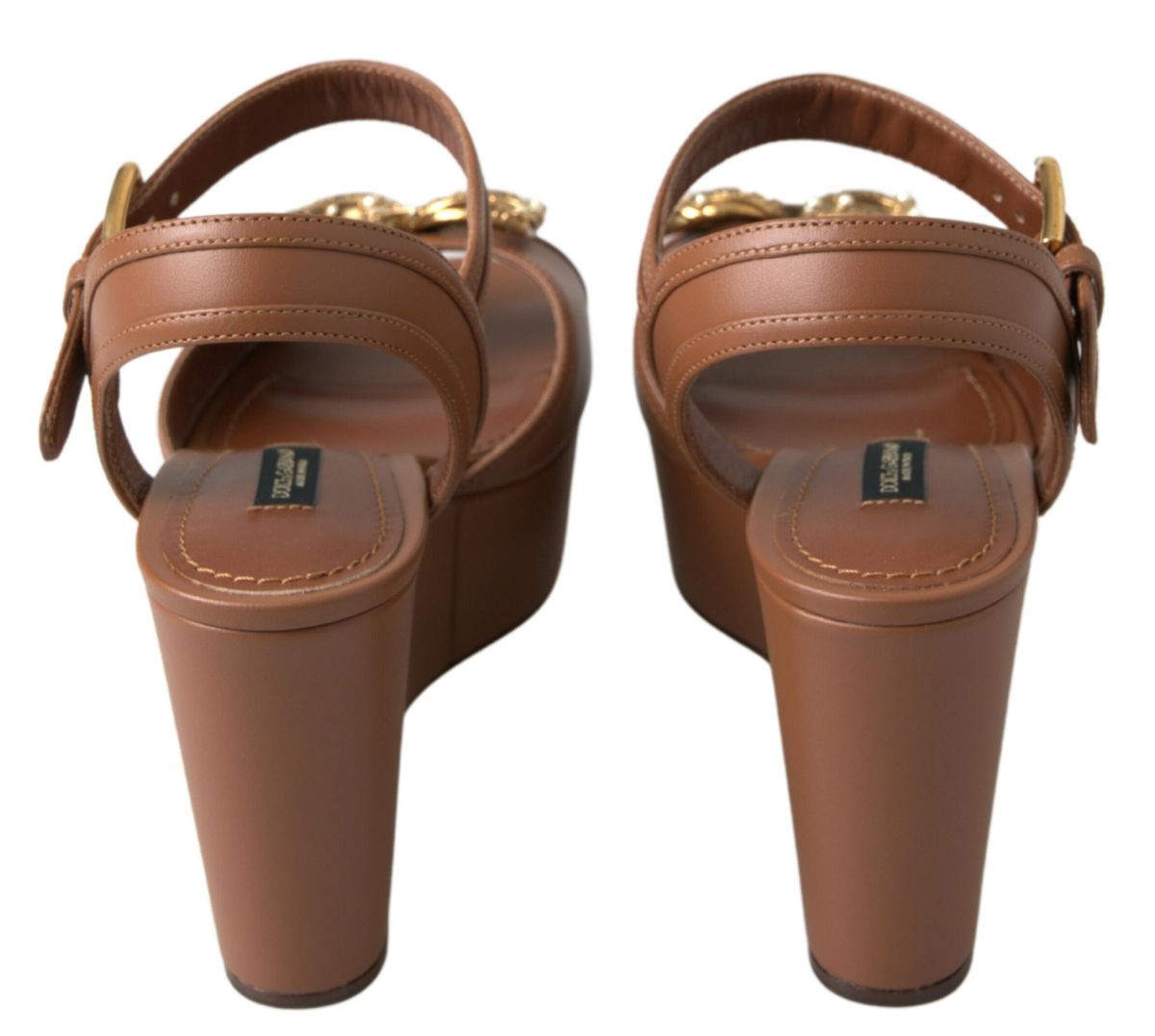 Dolce & Gabbana Chic brune læderkilehæler med ankelrem