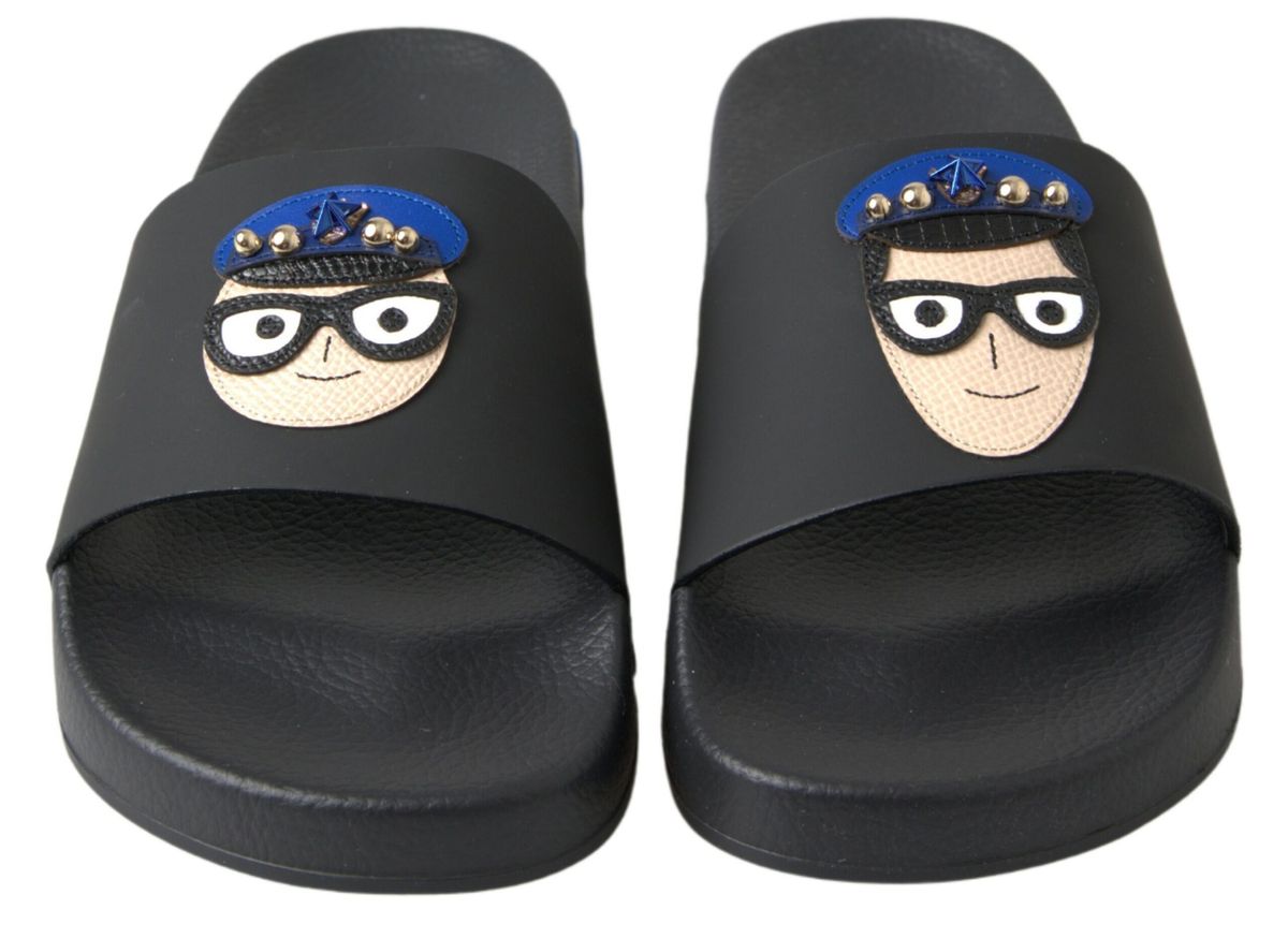 Dolce & Gabbana Elegante Sorte Lædersandaler