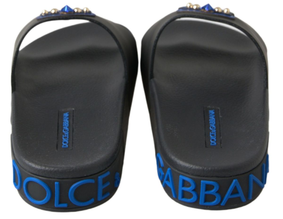 Dolce & Gabbana Elegante Sorte Lædersandaler