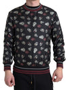 Dolce & Gabbana Elegant Silkepullover med Rund Hals - Sort Flerfarvet
