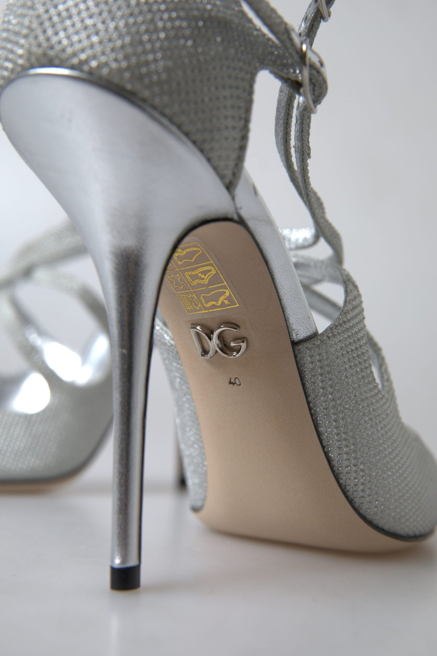 Dolce & Gabbana Elegante Glitrende Sølv Højhælede Sandaler