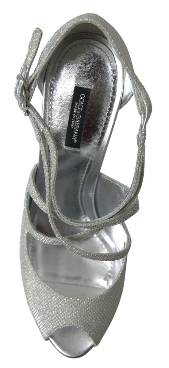 Dolce & Gabbana Elegante Glitrende Sølv Højhælede Sandaler