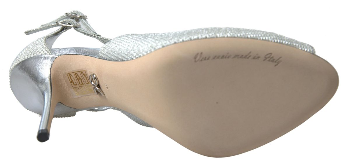 Dolce & Gabbana Elegante Glitrende Sølv Højhælede Sandaler