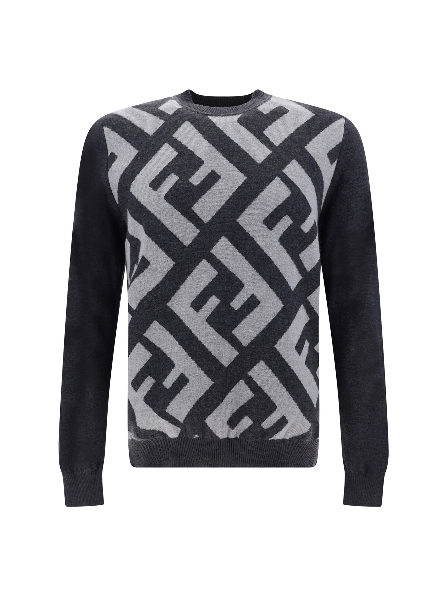 Fendi Chic Grå Uld Iconic Logo Sweater