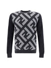 Fendi Chic Grå Uld Iconic Logo Sweater