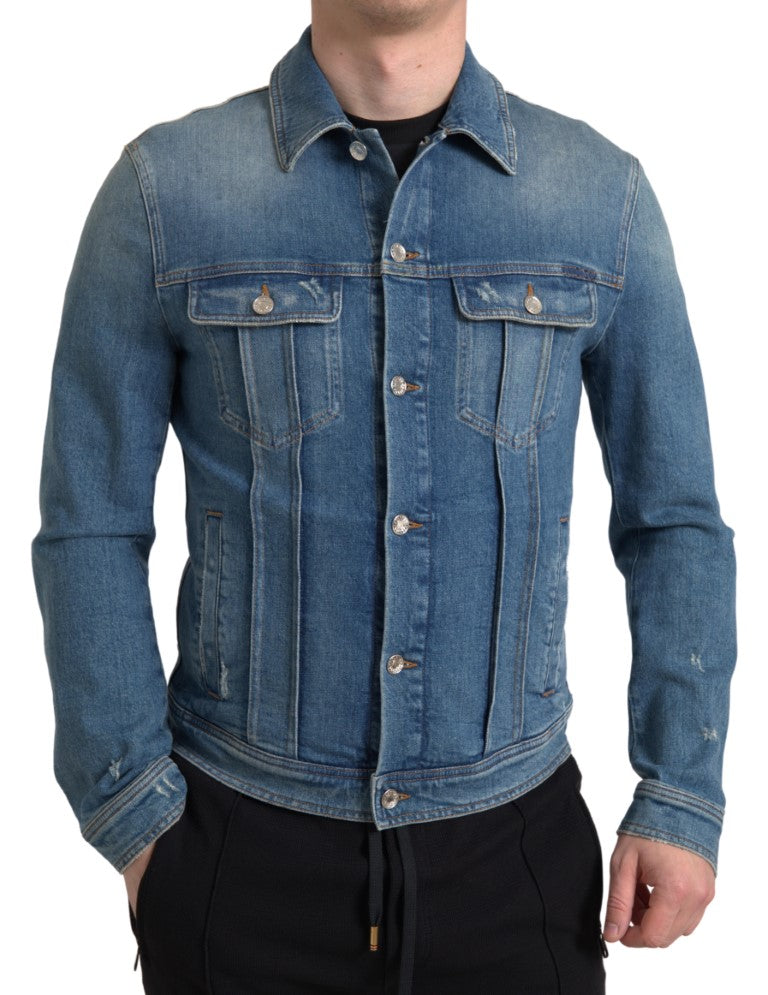 Dolce & Gabbana Elegant Blå Denim Stretchjakke
