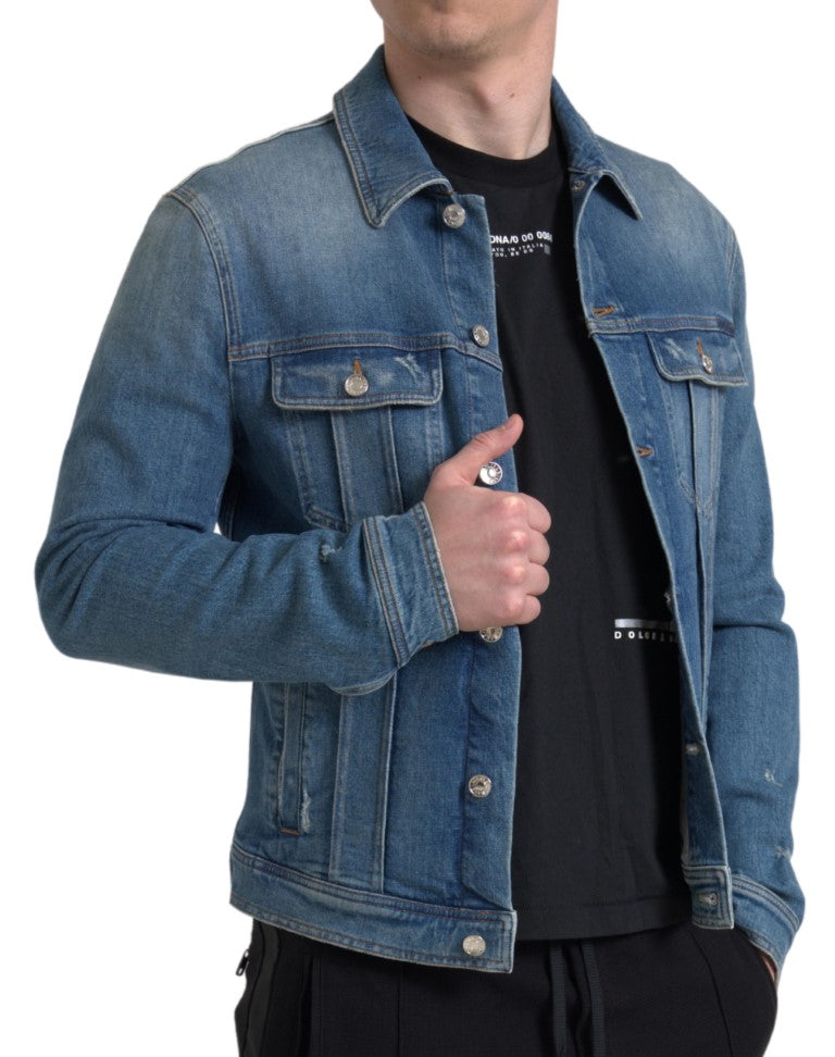 Dolce & Gabbana Elegant Blå Denim Stretchjakke