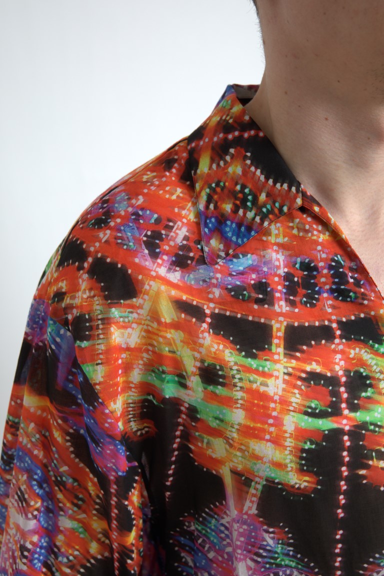 Dolce & Gabbana Multicolor Luminarie Print Bomuld Polo Shirt