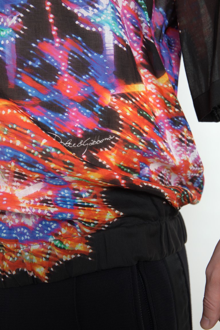 Dolce & Gabbana Multicolor Luminarie Print Bomuld Polo Shirt