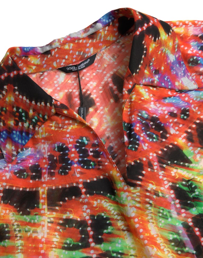 Dolce & Gabbana Multicolor Luminarie Print Bomuld Polo Shirt