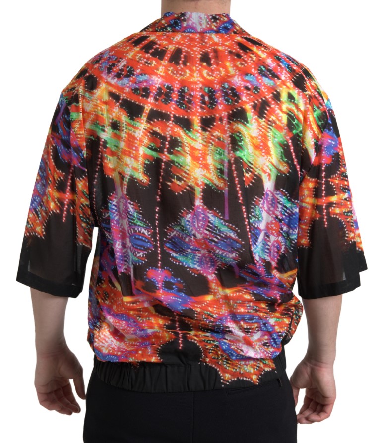 Dolce & Gabbana Multicolor Luminarie Print Bomuld Polo Shirt
