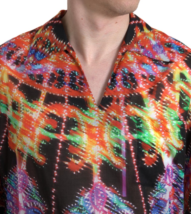 Dolce & Gabbana Multicolor Luminarie Print Bomuld Polo Shirt