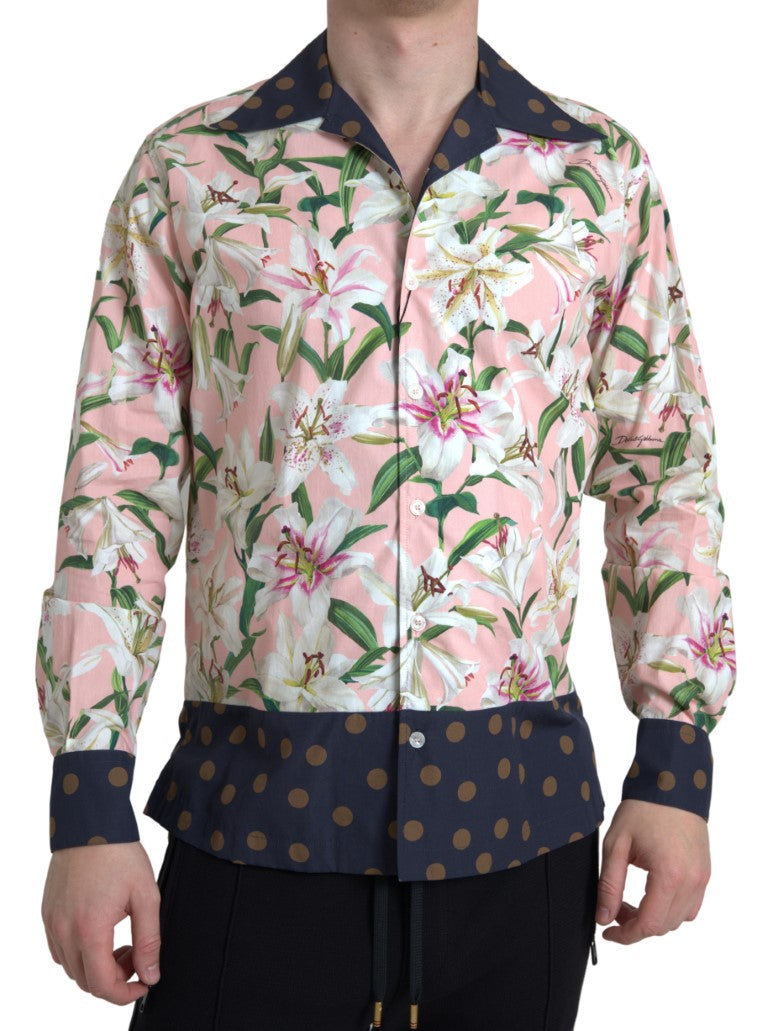 Dolce & Gabbana Elegant Slim Fit Lyserød Casual Skjorte