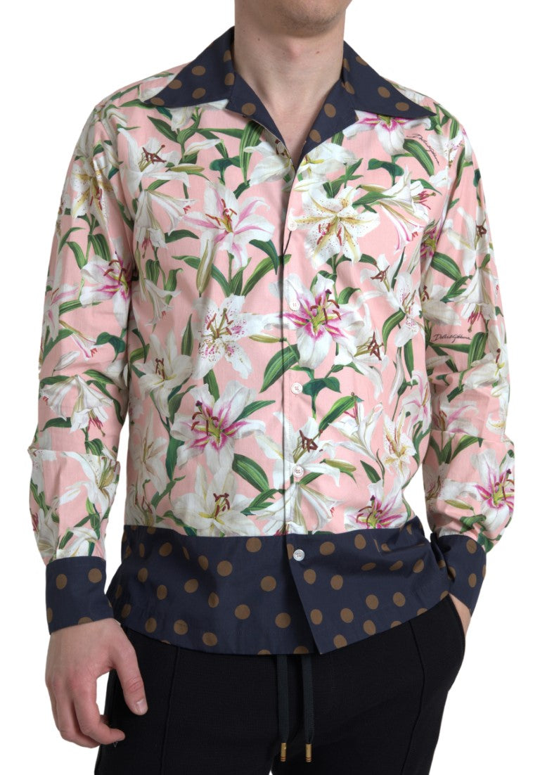 Dolce & Gabbana Elegant Slim Fit Lyserød Casual Skjorte