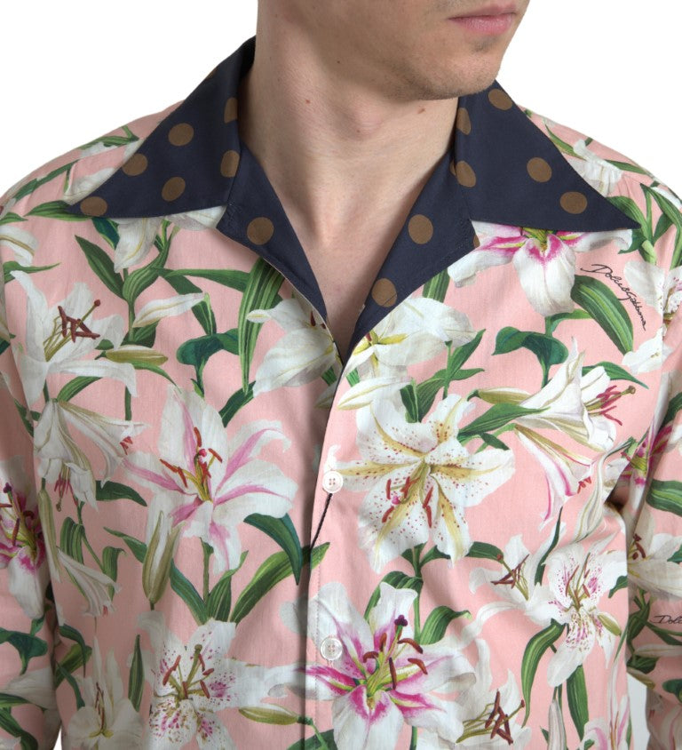 Dolce & Gabbana Elegant Slim Fit Lyserød Casual Skjorte
