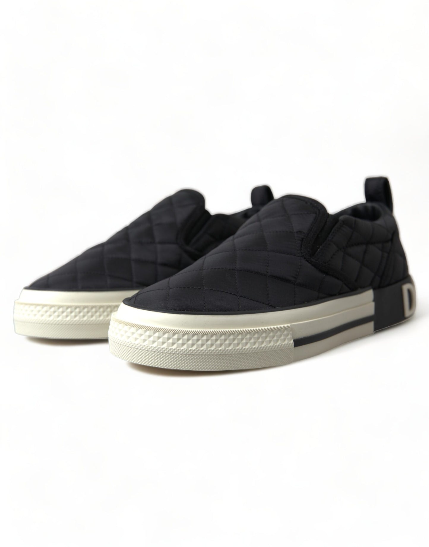 Dolce & Gabbana Elegante Quiltede Sorte Canvas Sneakers