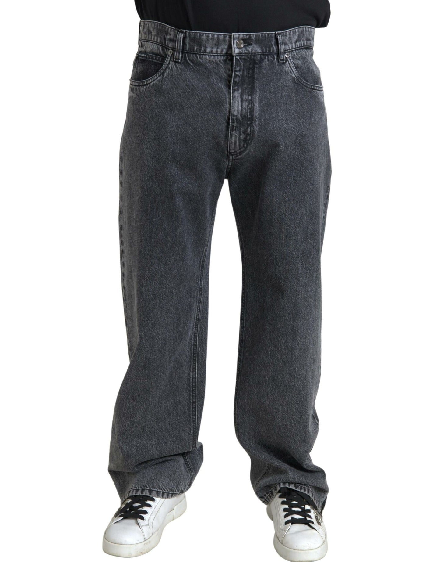Dolce & Gabbana Elegante Mørkegrå Lige Denim Jeans