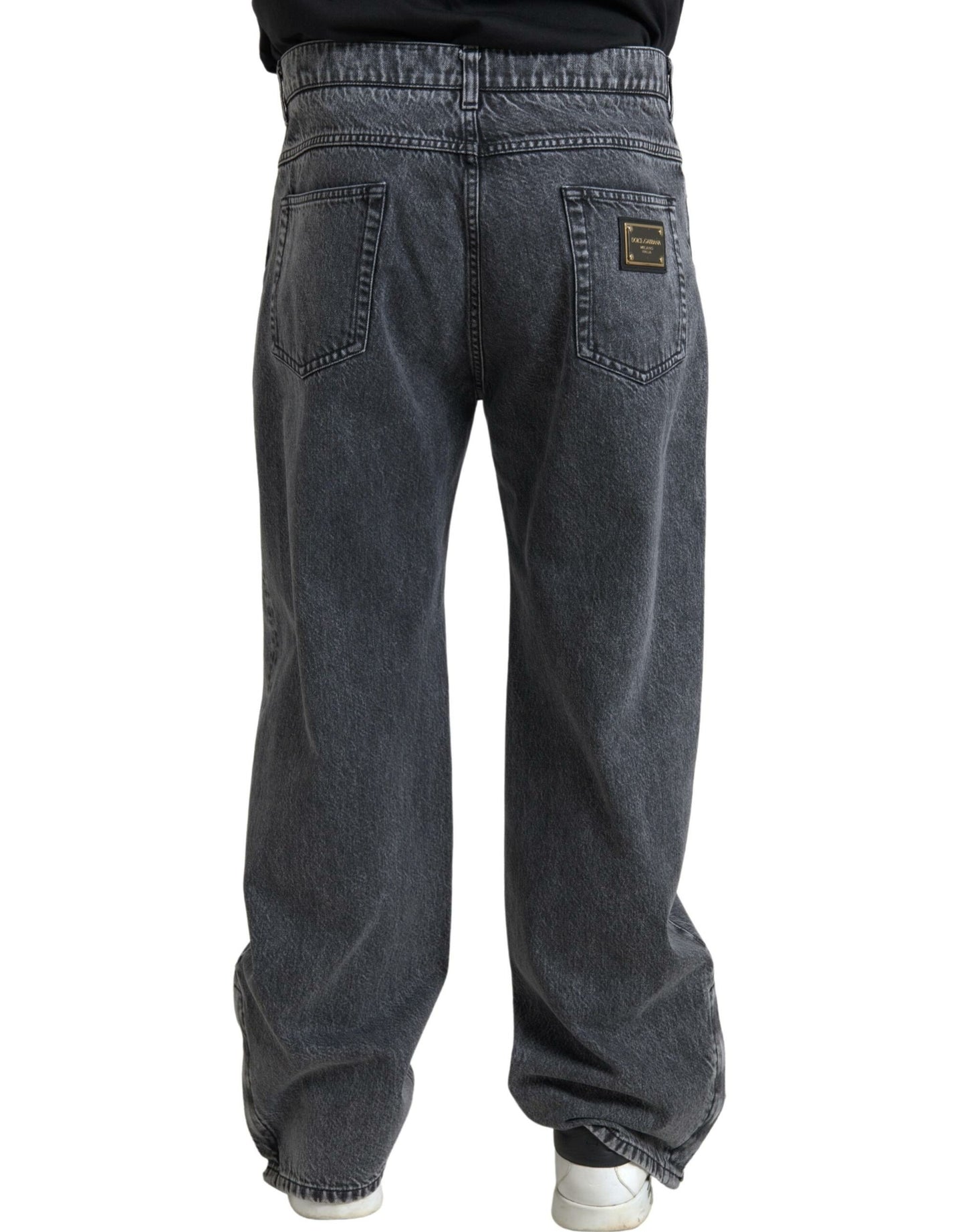 Dolce & Gabbana Elegante Mørkegrå Lige Denim Jeans