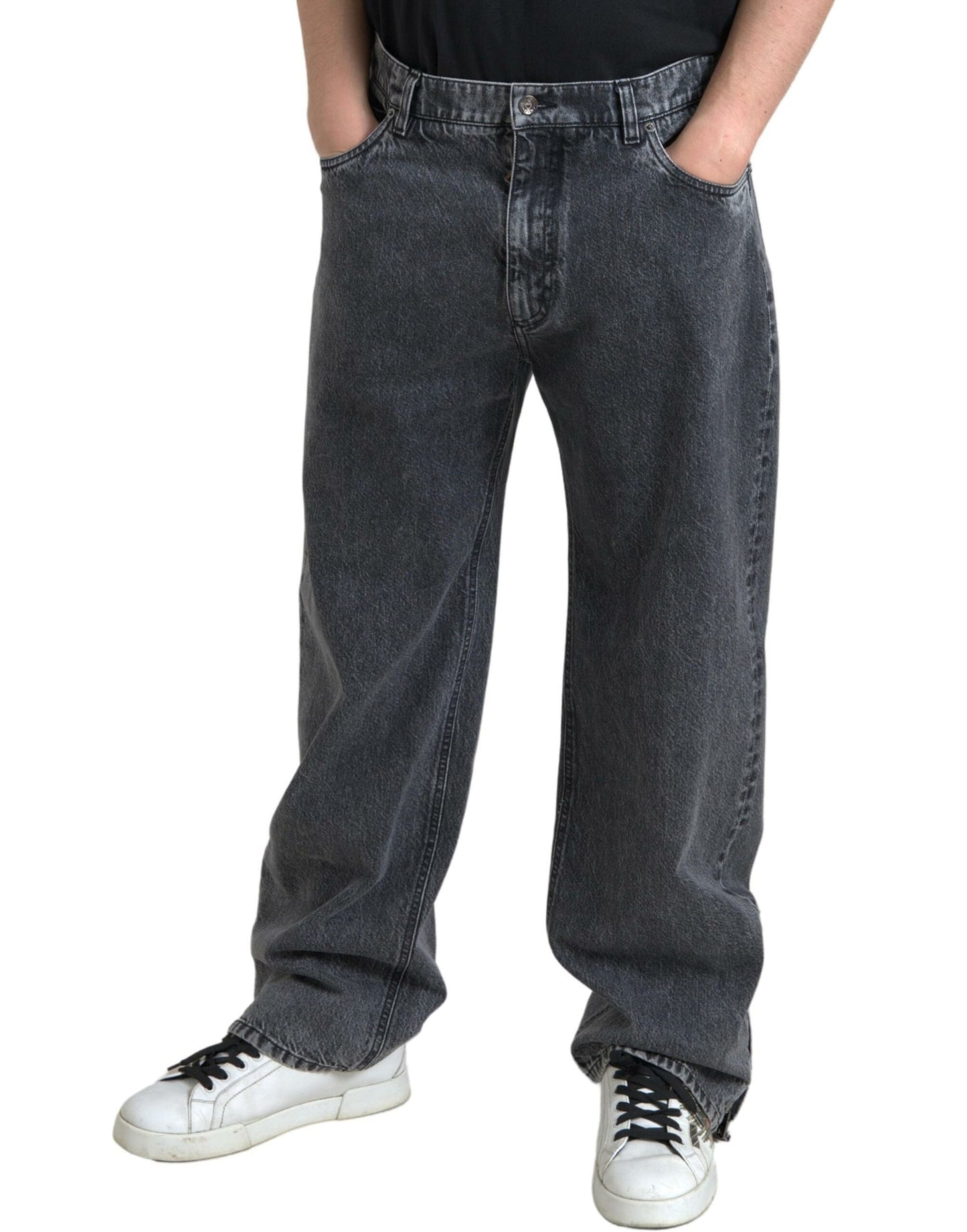Dolce & Gabbana Elegante Mørkegrå Lige Denim Jeans