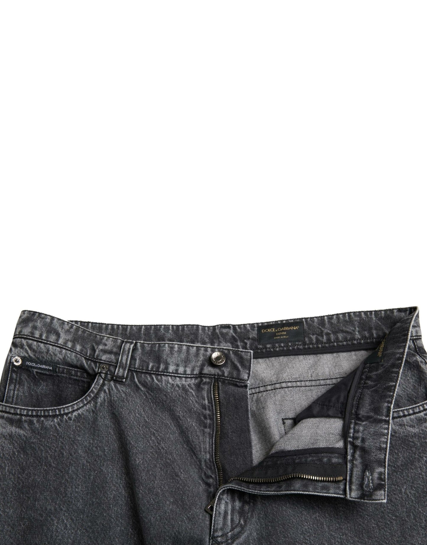 Dolce & Gabbana Elegante Mørkegrå Lige Denim Jeans