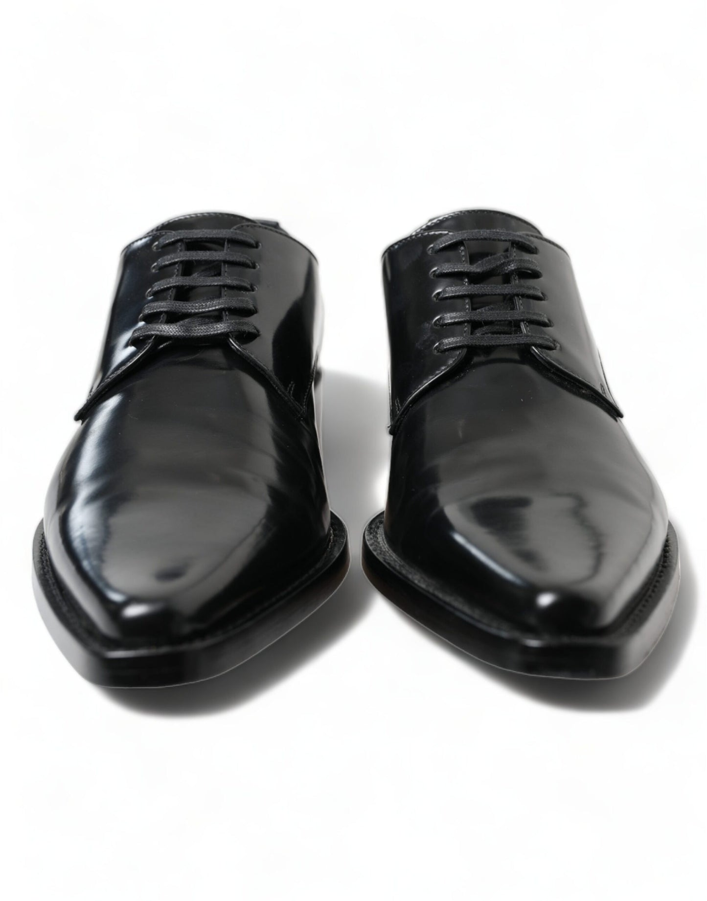 Dolce & Gabbana Elegante Sorte Læder Formelle Flade Sko