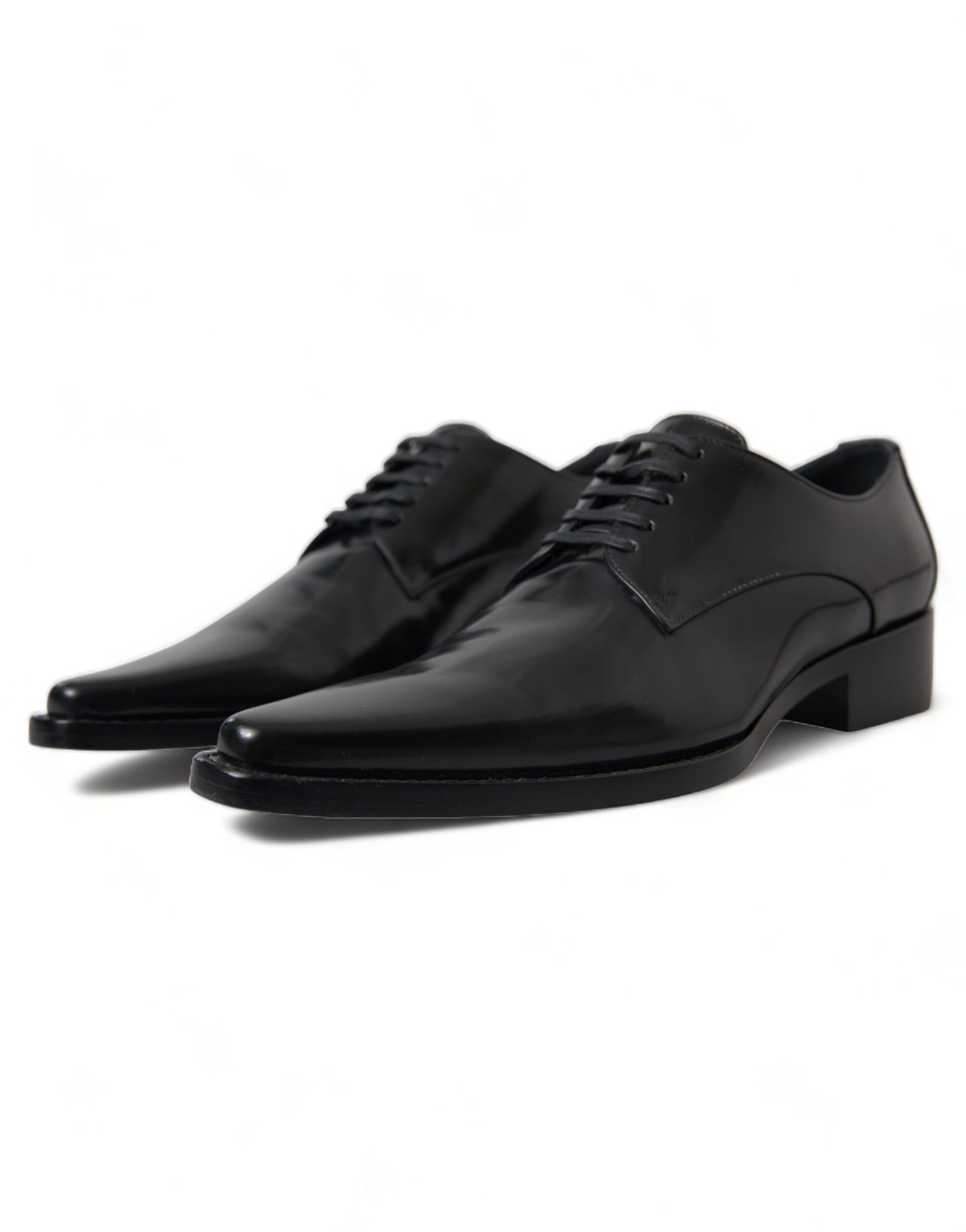 Dolce & Gabbana Elegante Sorte Læder Formelle Flade Sko