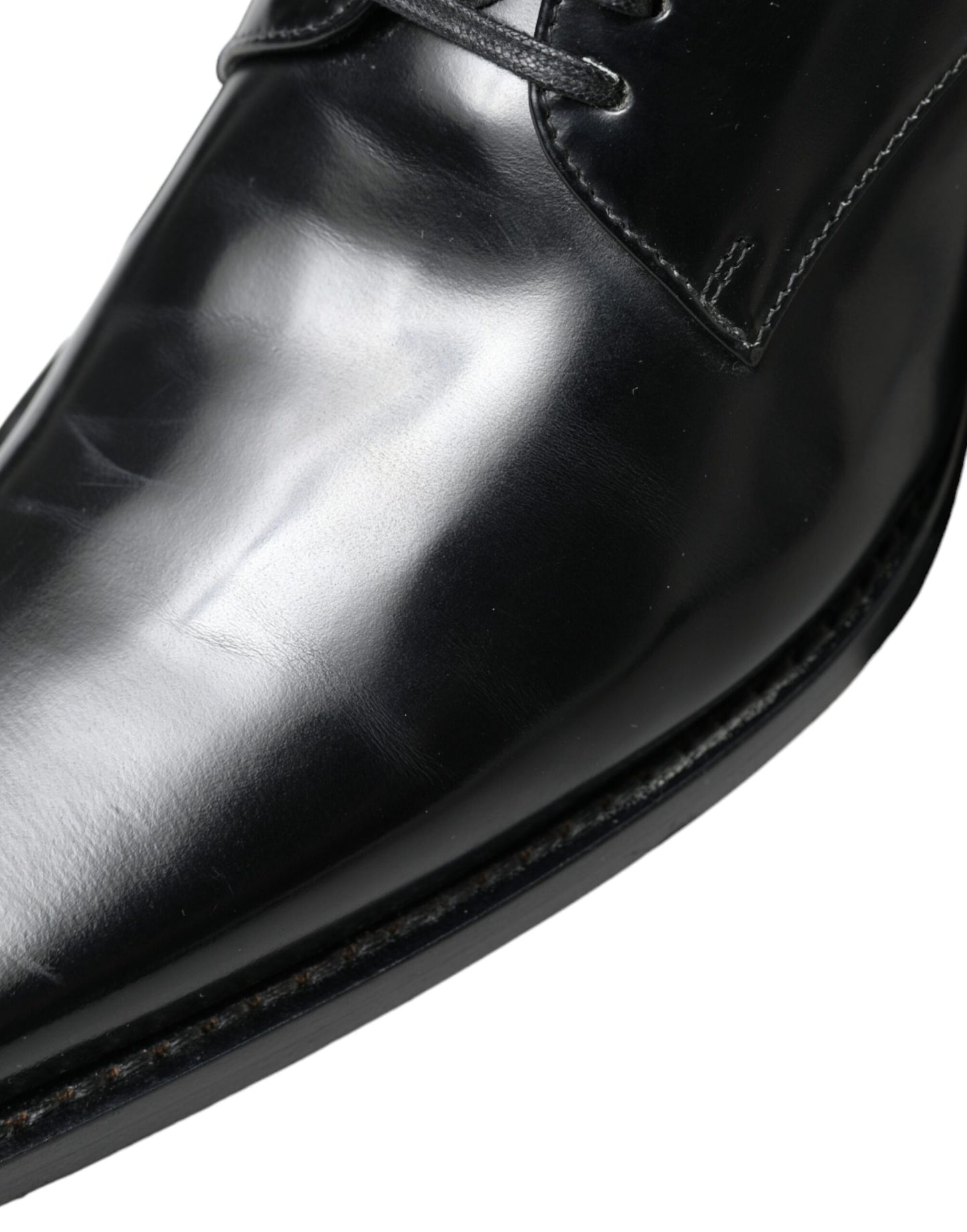 Dolce & Gabbana Elegante Sorte Læder Formelle Flade Sko