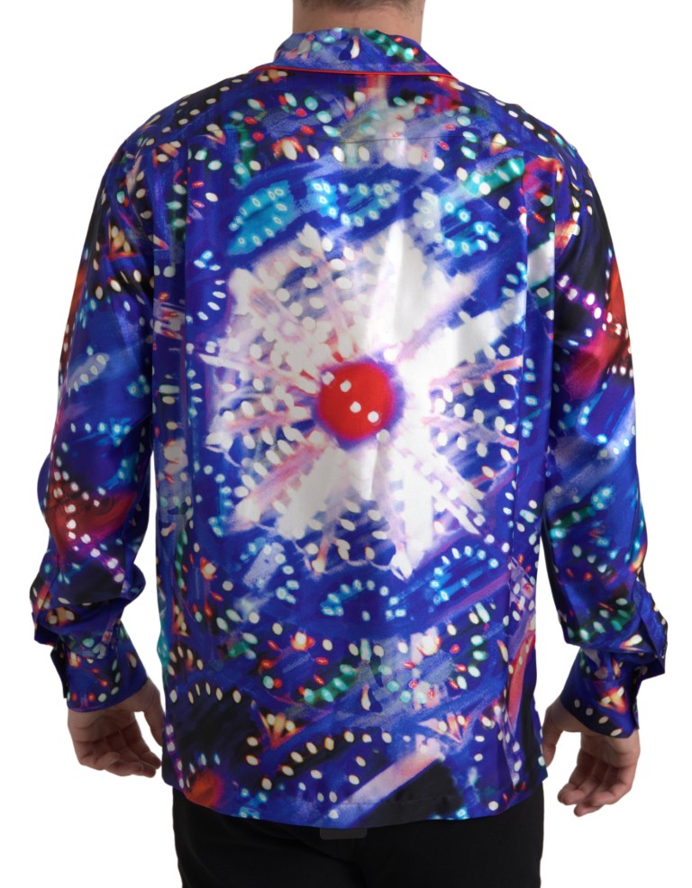 Dolce & Gabbana Silkepyjamasskjorte med Psykedelisk Tryk