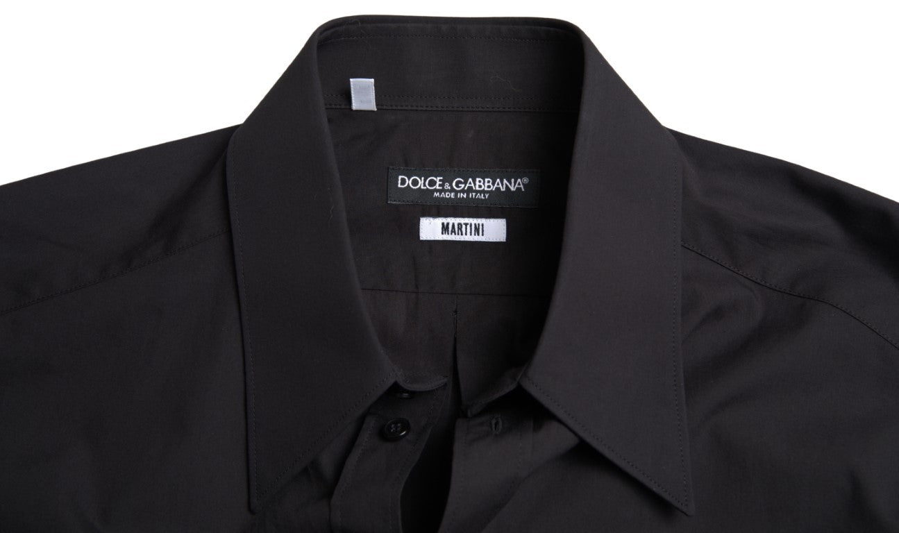 Dolce & Gabbana Elegant Slim Fit Sort Bomuldsskjorte