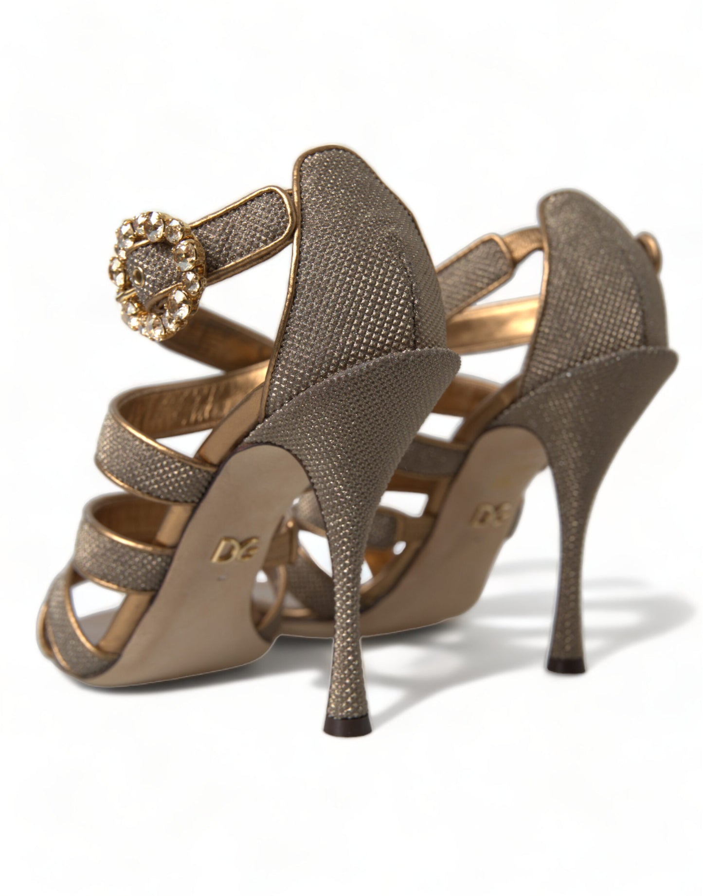 Dolce & Gabbana Bronze Crystal Stiletto Heels Sandaler