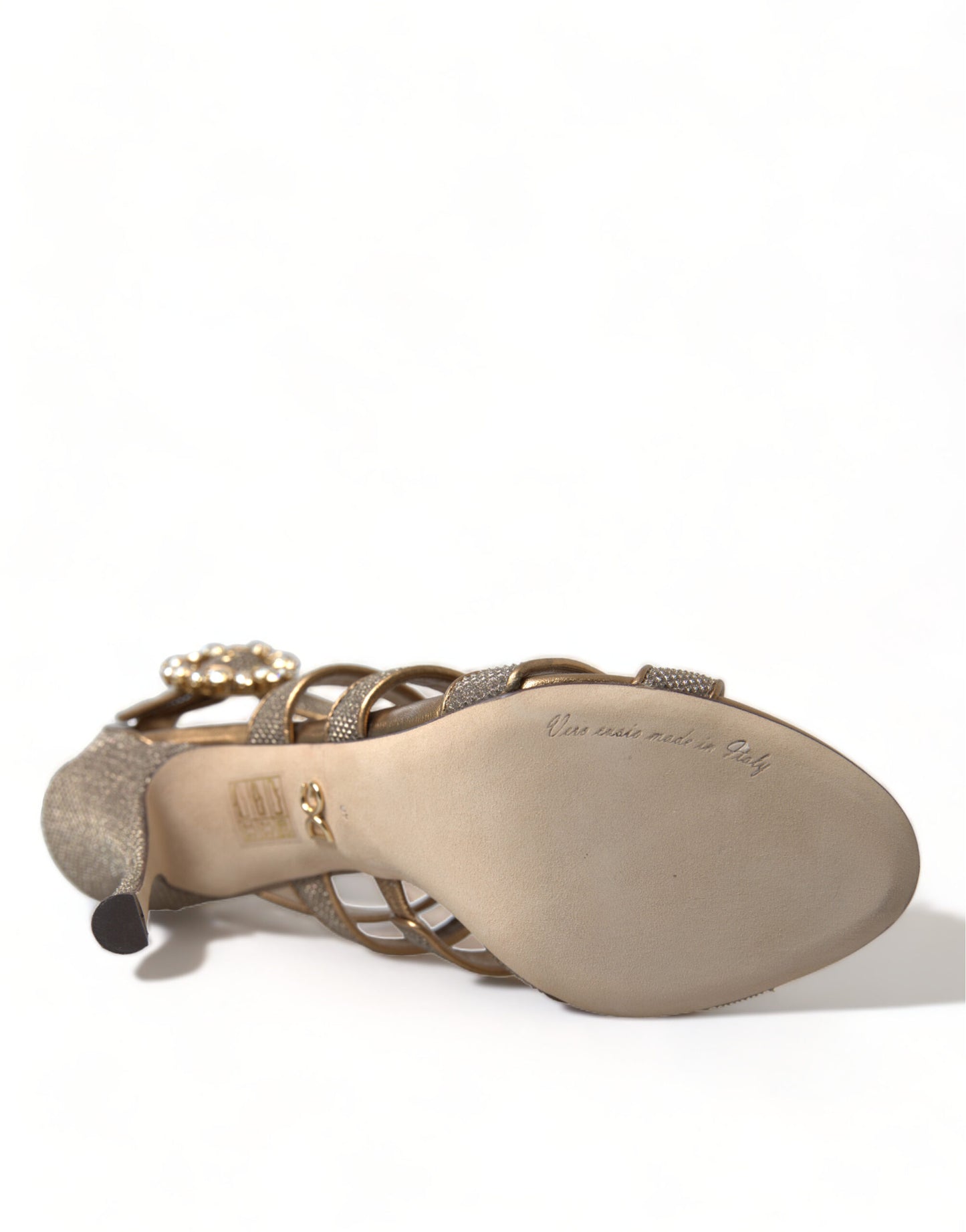 Dolce & Gabbana Bronze Crystal Stiletto Heels Sandaler