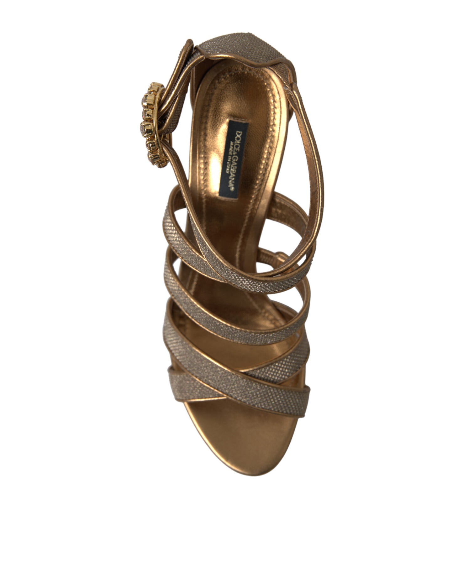 Dolce & Gabbana Bronze Crystal Stiletto Heels Sandaler