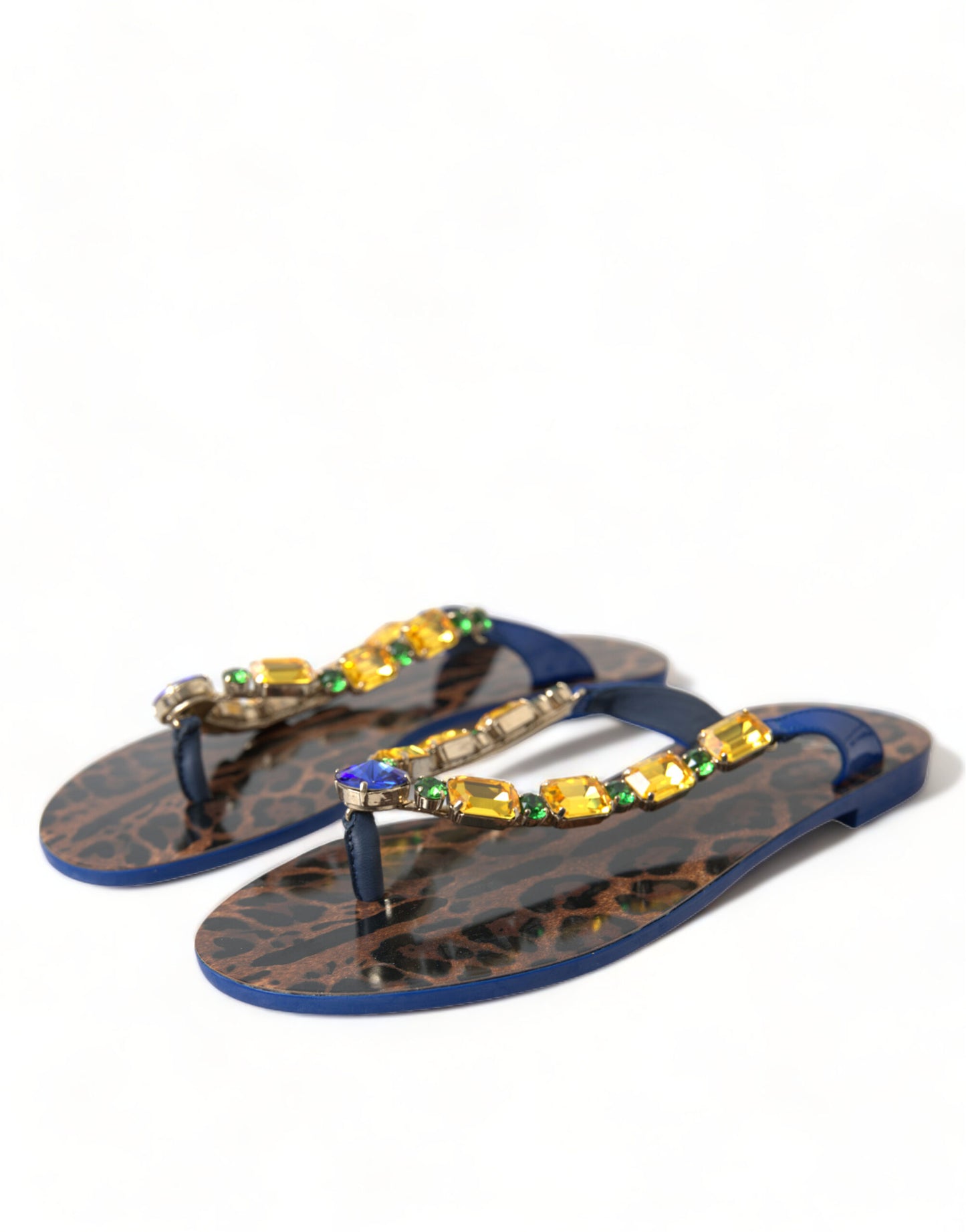 Dolce & Gabbana Elegante Blå Flade Lædersandaler