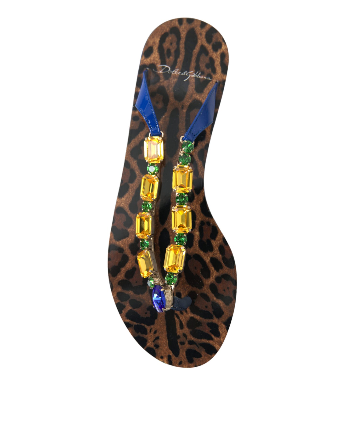 Dolce & Gabbana Elegante Blå Flade Lædersandaler