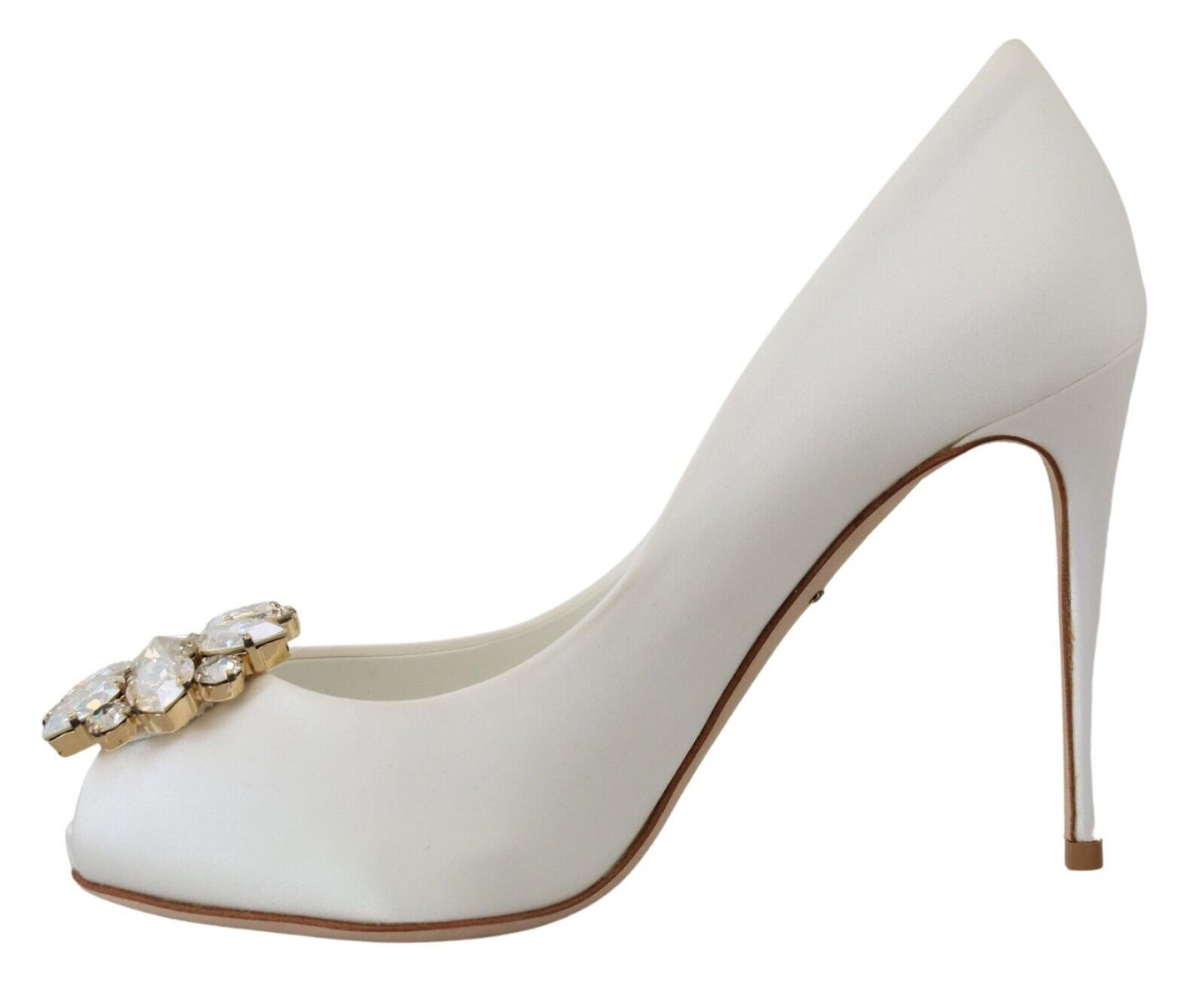 Dolce & Gabbana krystaludsmykkede hvide peep toe-hæle