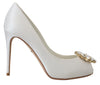 Dolce & Gabbana krystaludsmykkede hvide peep toe-hæle